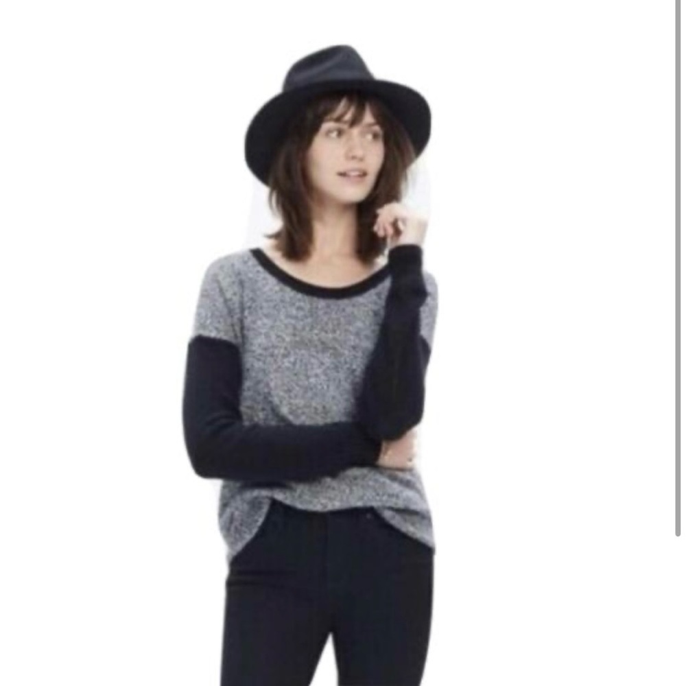 Madewell 1937 EUC Chronicle Texture Knit Sweater Black and Grey Pullover size L